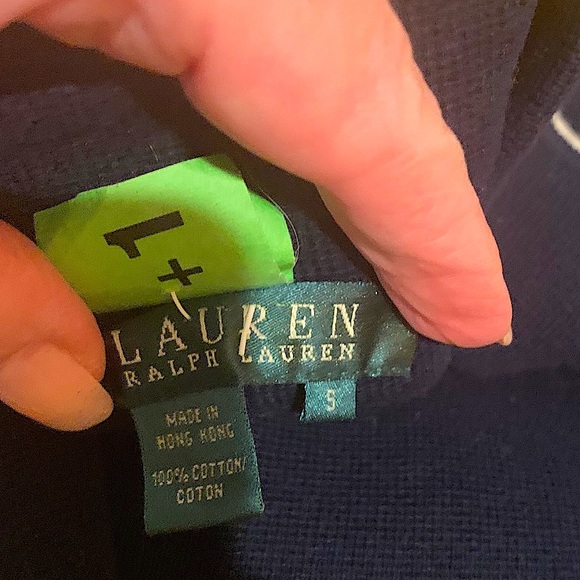 💥EUC💥 Lauren Ralph Lauren Navy Sweater Jacket w/White Piping - Size Small✨✨✨ - Picture 7 of 10